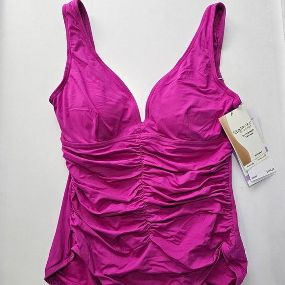Coco Reef Contours Solitare V-Neck Underwire Tummy-Control One-Piece Swimsuit - Picture 6 of 13